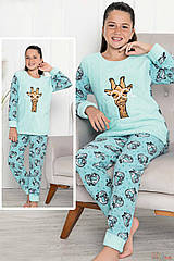 ОПТОМ Упаковка (110-116-122-128) Піжама утеплена м'ятна "Жираф" для дівчинки Minimoon 1111000017253