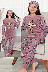 ОПТОМ Піжама утеплена рожева "Жираф" (134 см.)  Minimoon 8699105463739
