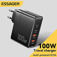 Essager 100W GaN USB Type C PD QC Quick Charge 4.0 3.0 Type C (Black)