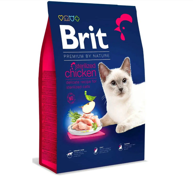 Сухой корм для стерилизованных котов Brit Premium by Nature Cat Sterilised 8 кг (курица) - фото 1 - id-p1991985982