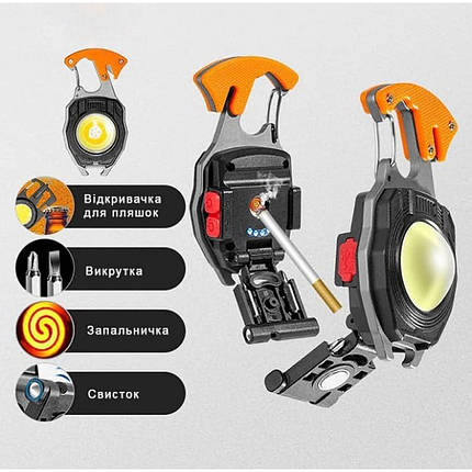 Ліхтар на карабіні X-BALONG BL-W5147,Акумуляторний,7 режимів,ніж,запальничка,викрутка, фото 2