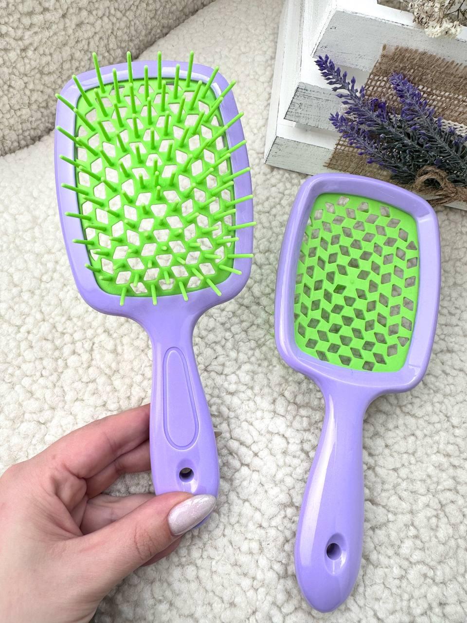 Гребінець для волосся Бузково-салатовий"Super Brush" в пакеті, фото 1