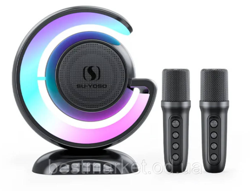 Настільна лампа Нічник із бездротовою Bluetooth Колонкою Lightshow з двома Мікрофонами YS-110 Акумуляторний, фото 1