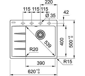 Кухонна мийка Franke Centro CNG 611-62 TL - чаша ліва - полярна білизна, фото 3