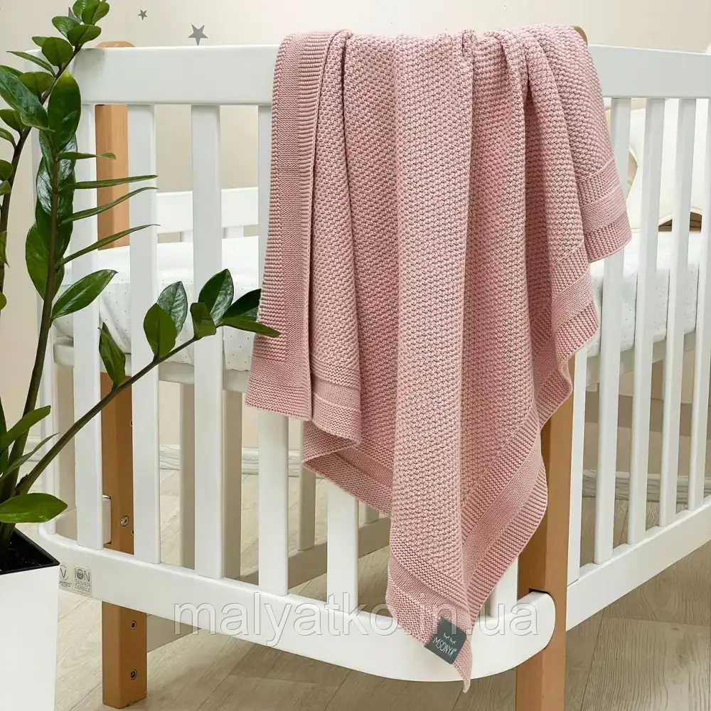 Плед бавовна Рогожка (пудра) 80-100 см, фото 1