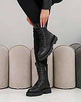Ботинки женские черные кожаные Ilona 246/VIC