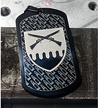 Чорний армійський жетон, матовий з лазерним гравіюванням даних, емблеми, шеврона, фото 2