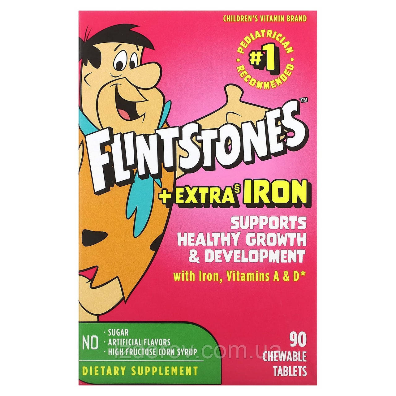 Мультивітаміни для дітей із залізом Flintstones для здорового росту та розвитку 90 жувальних таблеток