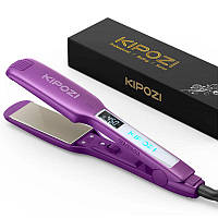 Kipozi Профессиональный утюжок для кератинового выпрямления волос c титановыми пластинами и дисплеем фиолетовый