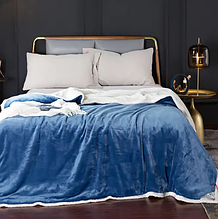 Великий плед на ліжко 200*230 двоспальні євро універсальний, пледи з мікрофібри стильні м'який Блакитний