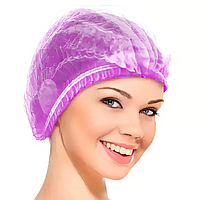 Одноразова шапочка на подвійний гумці "Гармошка" колір рожевий, 100 шт.