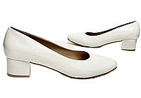 Лаковые белые туфли на устойчивом каблуке большого размера 41 43