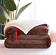Великий плед на ліжко 200*230 двоспальні євро універсальний, пледи з мікрофібри м'який Коричневий, фото 2