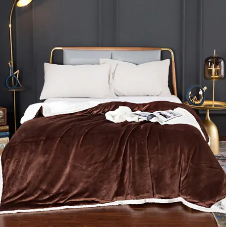 Великий плед на ліжко 200*230 двоспальні євро універсальний, пледи з мікрофібри м'який Коричневий, фото 1