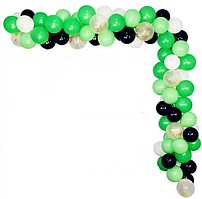 Арка гірлянда з повітряних куль "Зелений, чорний, білий"