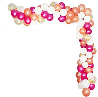 Арка гірлянда з повітряних куль "Рожеве золото, червоний, білий"