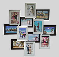 Колаж фотографій на 12 фото (дерево) 70*70 см фотоколаж рамка для фото фоторамка ФР0007