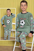 Пижама зеленая утепленная для мальчика "Football Star" (122 см.) Minimoon