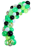 Арка гірлянда з повітряних куль "Зелені, чорний, білий, 113 шт