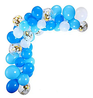 Арка гірлянда з повітряних куль "Блакитний, синій, білий", 113 шт.