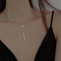 Двойная серебряная цепочка женская на шею 925, цепочка серебро женская, Двойное женское ожерелье