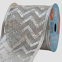 Декоративное украшение ленточка в рулоне, 3 м, 6,3 см, серебро, органза (082475)