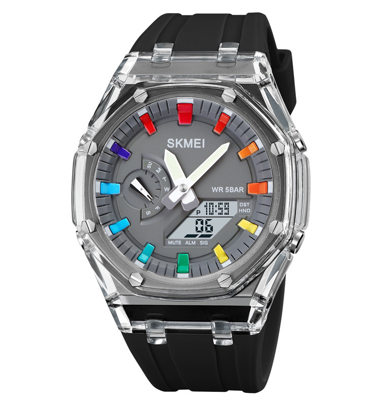 Skmei 2100 чорні із сірим чоловічий спортивний годинник