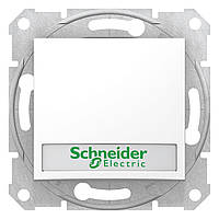 Выключатель кнопка с подсветкой и маркировкой Schneider Electric белый Sedna SDN1600321 встраиваемый