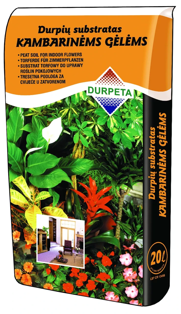 Торфосуміш для кімнатних квітів Durpeta 6,5 кг 20 л, фото 1