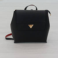 Міський невеликий місткий рюкзак зі штучної шкіри чорний на застібці