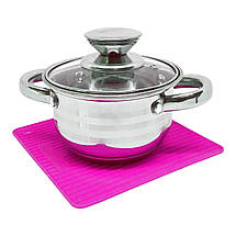 Силіконова підставка під гаряче MagicKitchen двостороння рожева, фото 4