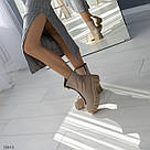 Жіночі шкіряні зимові черевики бежевого кольору з блискавкою спереду, фото 6