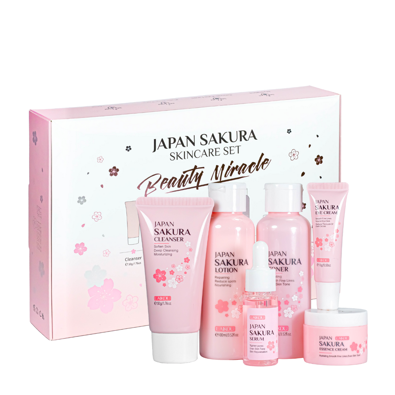 Подарунковий набір косметики по догляду за обличчям LAIKOU Japan Sakura Skincare Set