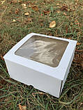 Коробка кондитерська з мікрогофри з вікном 15х15х8см, біла 11213, за 1шт 9088, фото 3