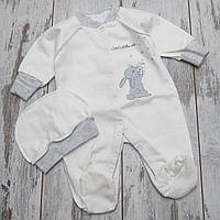 56 0-1 мес теплый костюм костюмчик комплект человечек с шапочкой для новорожденных с начесом в роддом 8103 СРБ