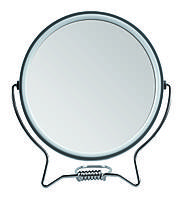 Зеркало косметическое круглое на подставке D-13см двухстороннее с увеличением (2x) TITANIA art.1500L Серое