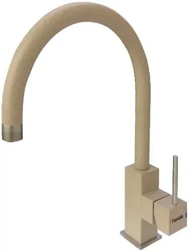 Гранітний кухонний змішувач Fabiano FKM 50 SS Beige, бежевий кран для мийки на кухню (8232.401.0085), фото 1