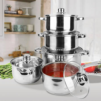 Набір посуду з нержавіючої сталі MR-2020-10 Кількість предметів: 10