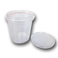 Відро з кришкою прозоре біла ручка об'єм 1000 мл 300 шт/уп.