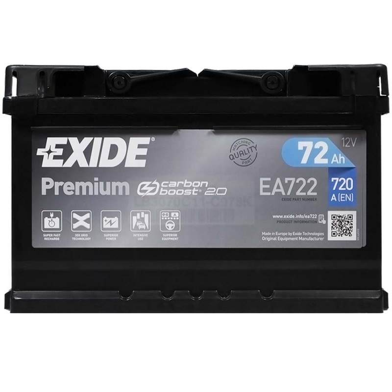 Автомобільний акумулятор EXIDE Premium 72Аh 720A R+