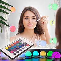 Подсветка для зеркала Vanity Mirror Lights RGB N-378 с регулировкой яркости и пультом, 10 лампочек