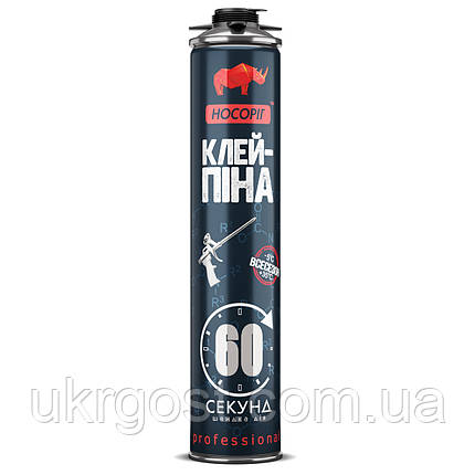 Клей-піна 60 секунд для пінопласту/EPS/XPS/піно- газоблоку Носоріг 850 г, фото 1