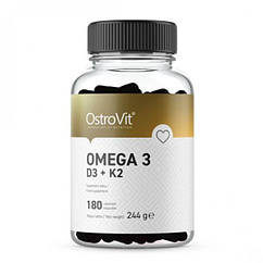 Омега 3 Вітаміни Д3+К2 Ostrovit Omega 3 D3+K2 180 caps