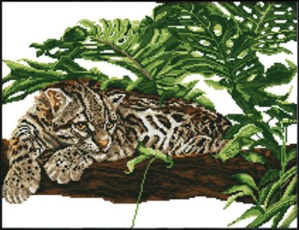 Набір для вишивання за нанесеною на канву схемою "African Tiger on thee". AIDA 14CT printed, 46*36см