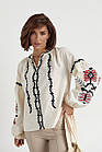 Вишиванка жіноча з вишитым орнаментом - бежевий колір, S (є розміри), фото 6