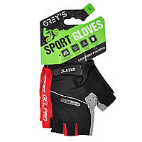Велоперчатки Grey's с короткими пальцами и гелевыми вставками, черно-красные L (GR18123)