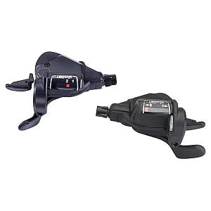 Манетки MicroSHIFT Mezzo 2x8s (пара) з індикатором, тросики L2140/1700 (TS39-28)