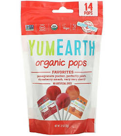 Льодяники органічні асорті "YumEarth", 14 штук в упаковці