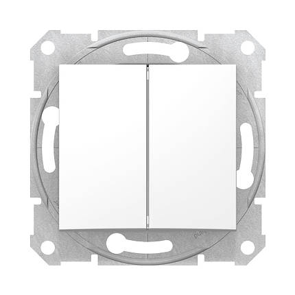 Вимикач Schneider Electric Sedna білий двоклавішний внутрішній SDN0300121, фото 1