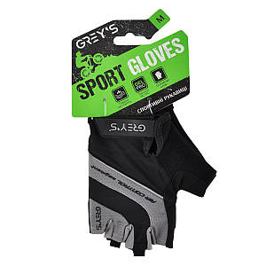 Велорукавиці Grey's з короткими пальцями та гелевими вставками, чорно-сірі М GR18352 (GR18352)